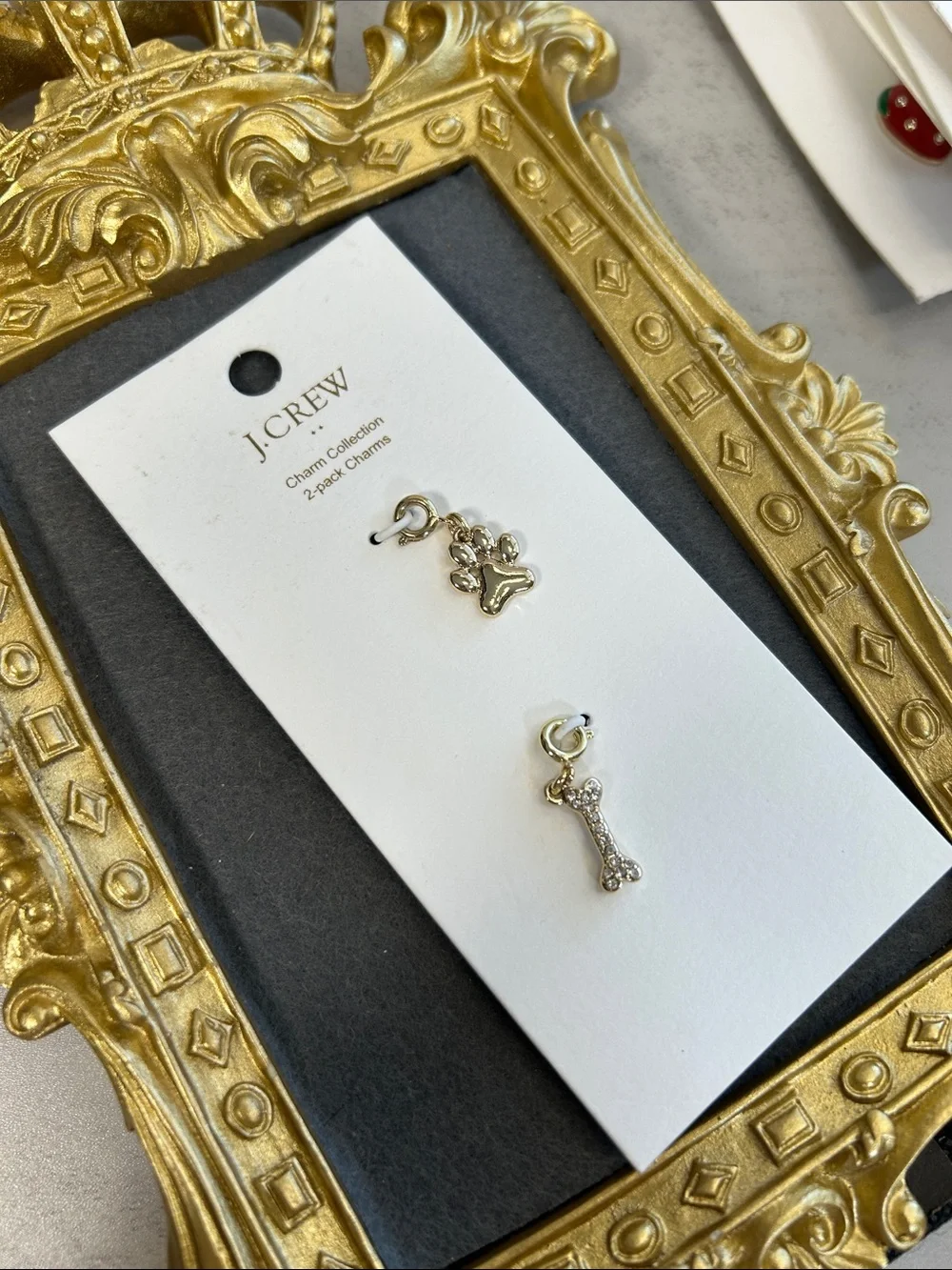 J. Crew Gold-Tone Charm Set with Red and Black Enamel Accents